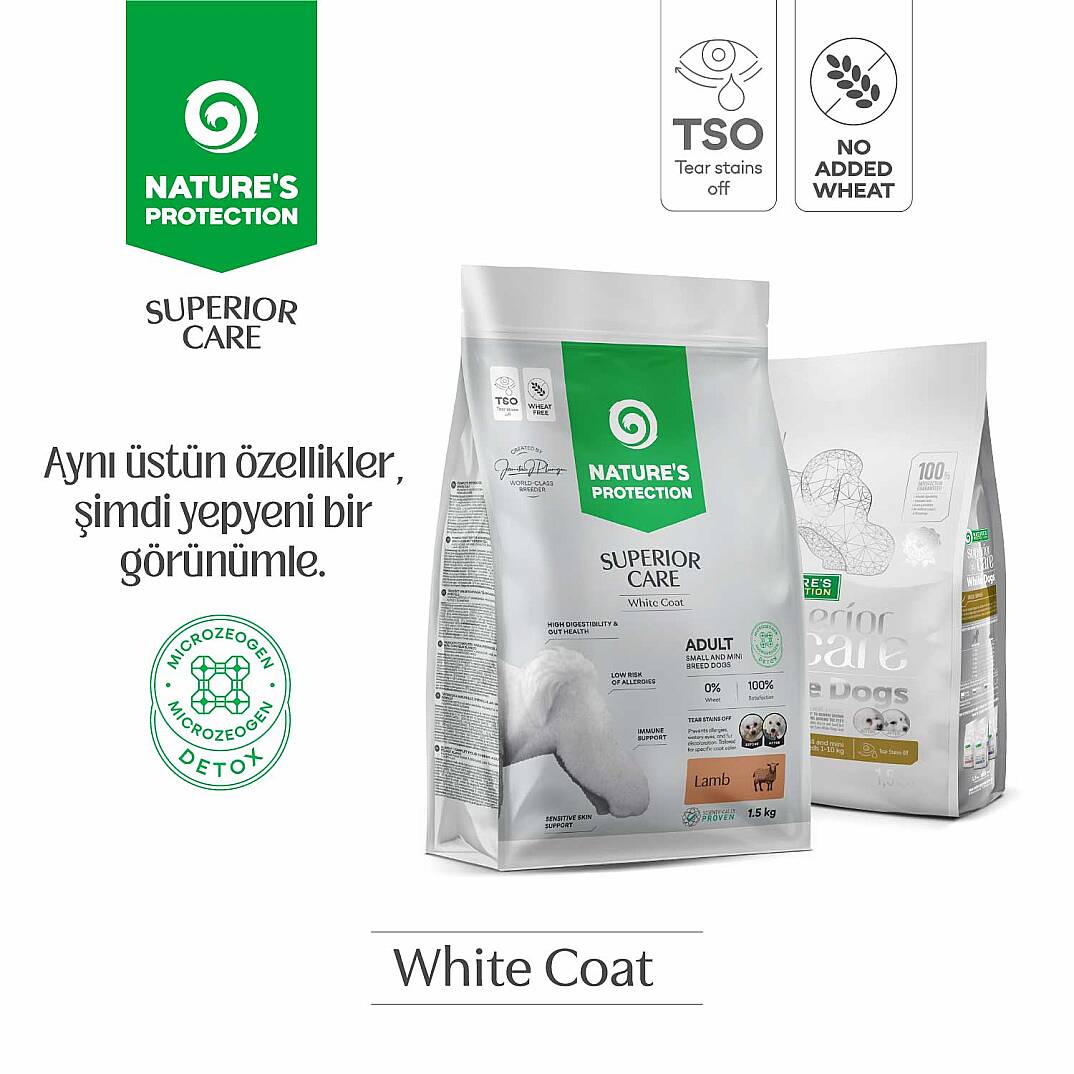 Nature's Protection Superior Care Beyaz Tüylü Köpekler için Kuzulu Küçük Irk Köpek Maması 1,5kg - 2