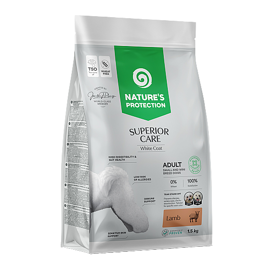 Nature's Protection Superior Care Beyaz Tüylü Köpekler için Kuzulu Küçük Irk Köpek Maması 1,5kg