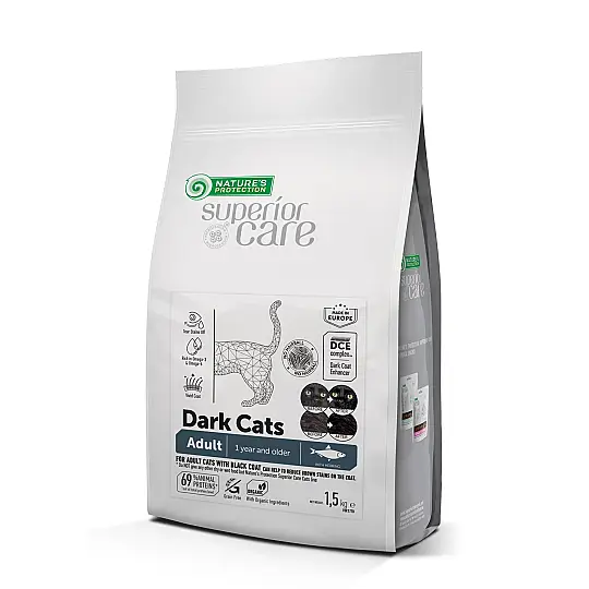 Nature's Protection Superior Care Siyah/Gri Tüylü Kediler İçin Tahılsız Ringa Balıklı Kedi Maması 1,5kg