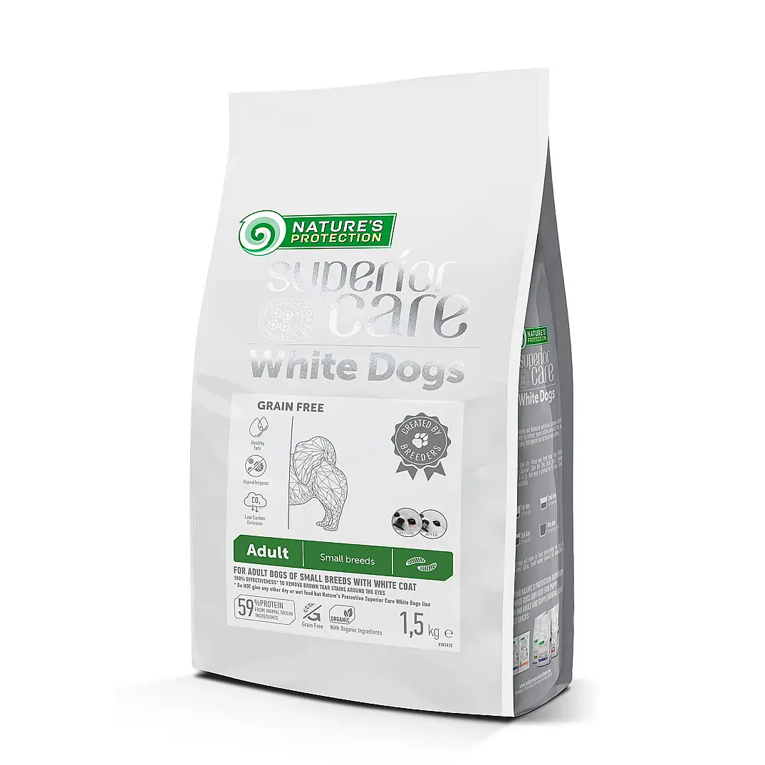 Nature’s Protection Superior Care White Dogs Grain-Free Insect Larvae Dry Dog Food for Small Breed Dogs 1,5kg - 1