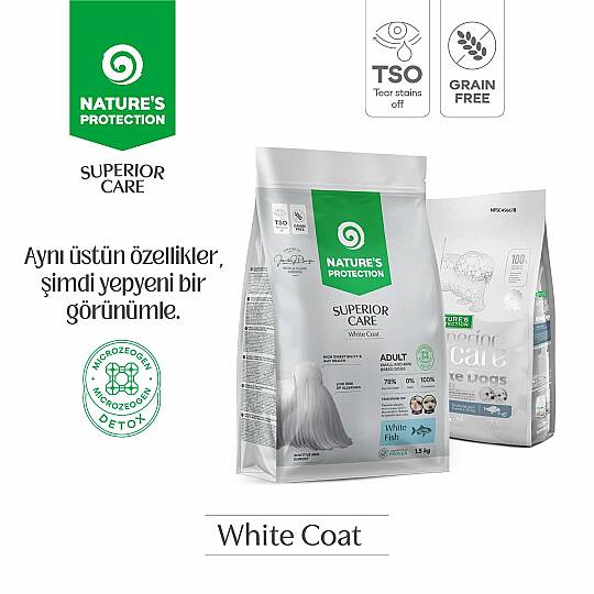 Nature's Protection Superior Care White Dogs Grain-Free White Fish Dry Food for Small Breed Adult Dogs 1,5kg - 2